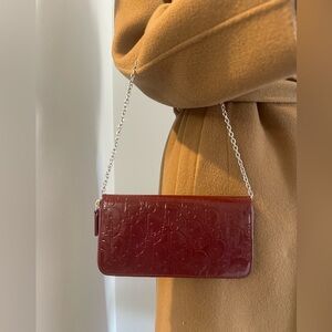 Authentic Dior Patent Trotter Long Zip Wallet on chain